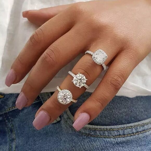 NEW! Dainty 18K White Gold Diamond Engagement Ring - Picture 6 of 8